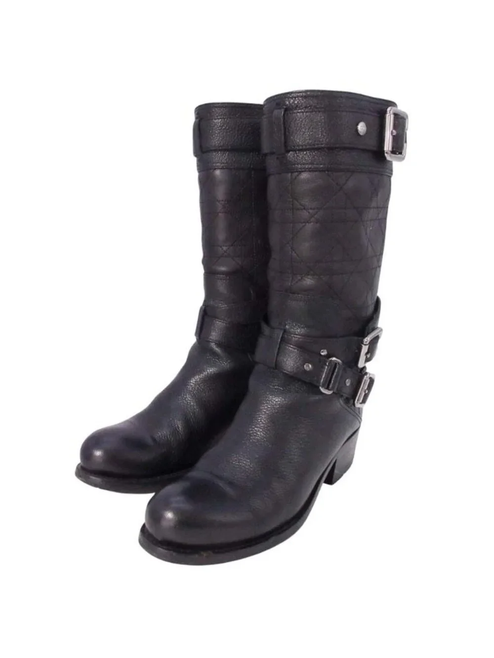 Dior Biker Cannage Low Boot Boots Black - Picture 3 of 15